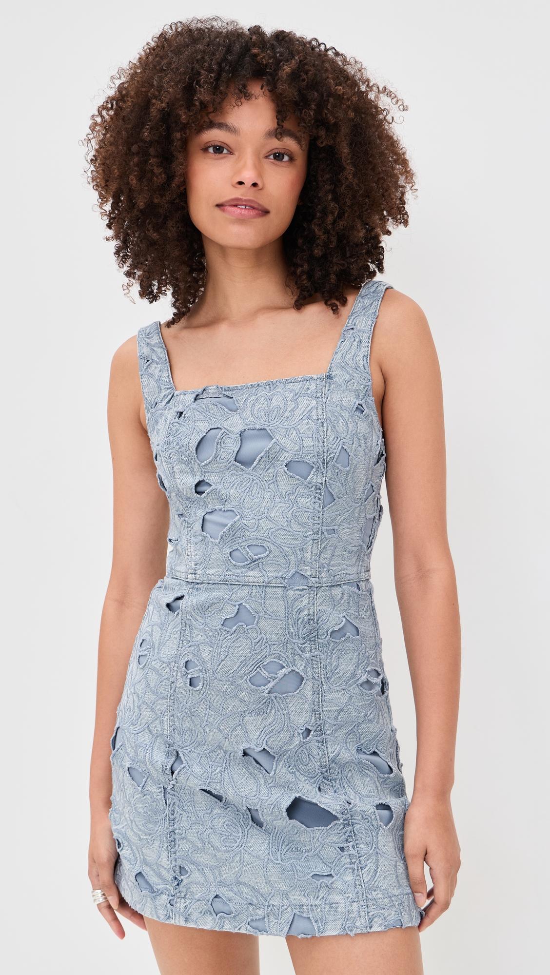 maryann embr eyelet denim dress