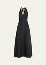 marylin camelia embossed cotton midi halter dress