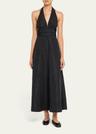 marylin camelia embossed cotton midi halter dress