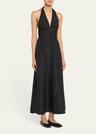 marylin camelia embossed cotton midi halter dress
