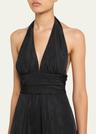 marylin camelia embossed cotton midi halter dress
