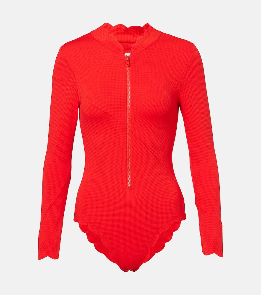 marysia north sea scalloped rashguard swimsuit