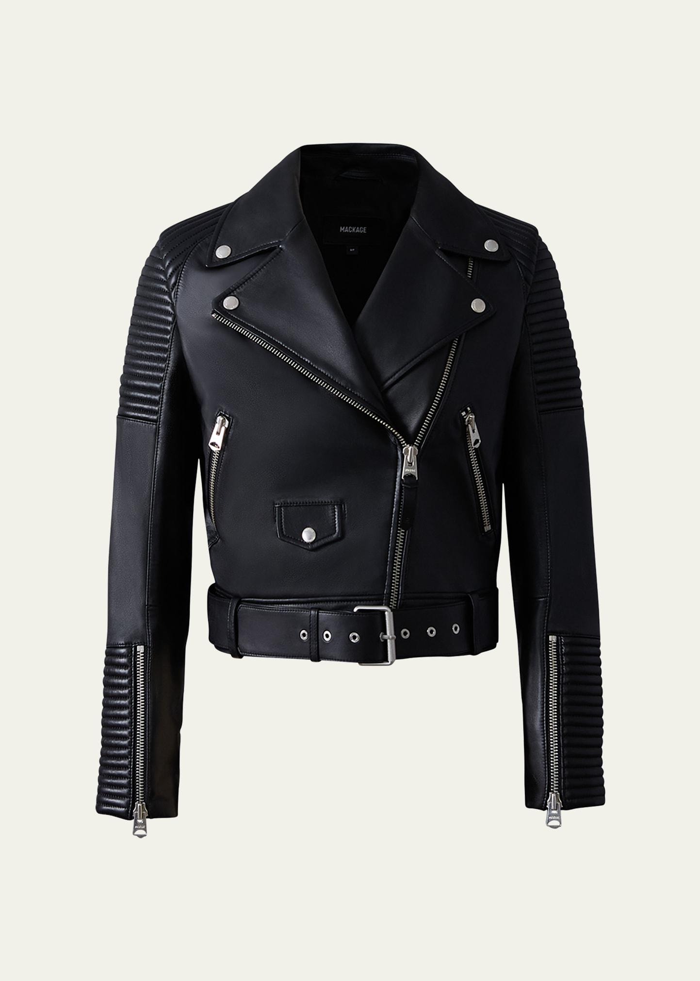 masina lamb leather biker jacket