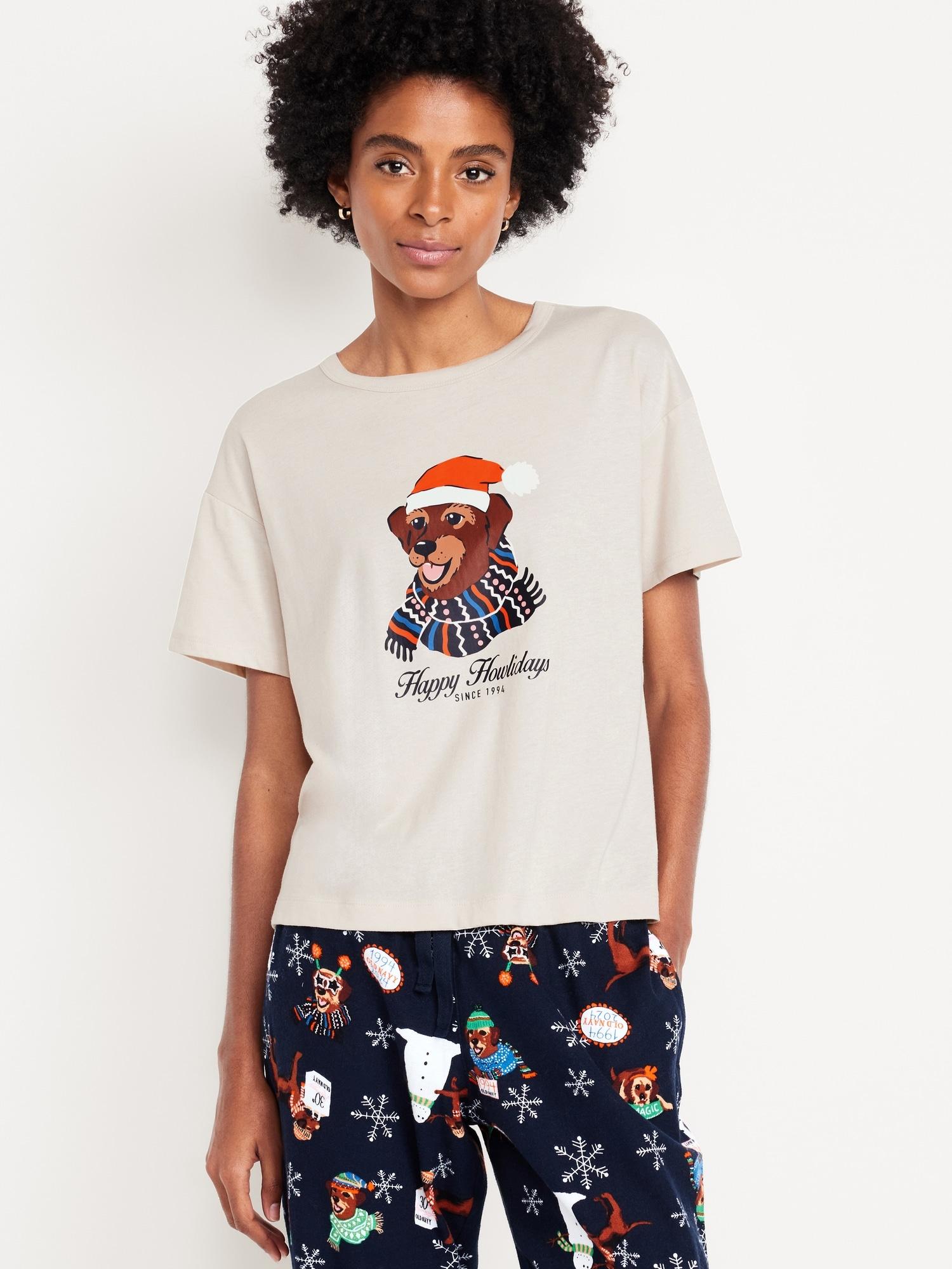 matching holiday-graphic t-shirt for women