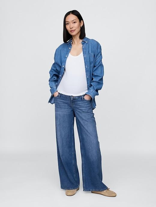 maternity true waistband full panel ultrasoft baggy jeans