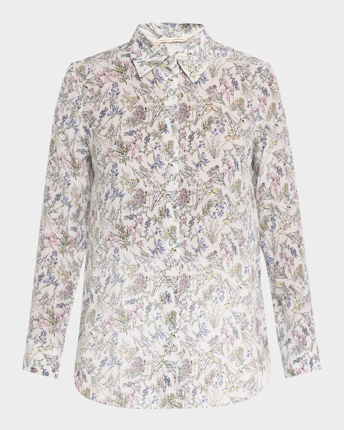 mathias floral-print crepe de chine button-down shirt
