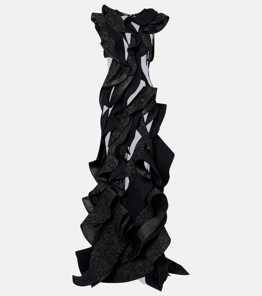 maticevski ellipsoid wave ruffled gown