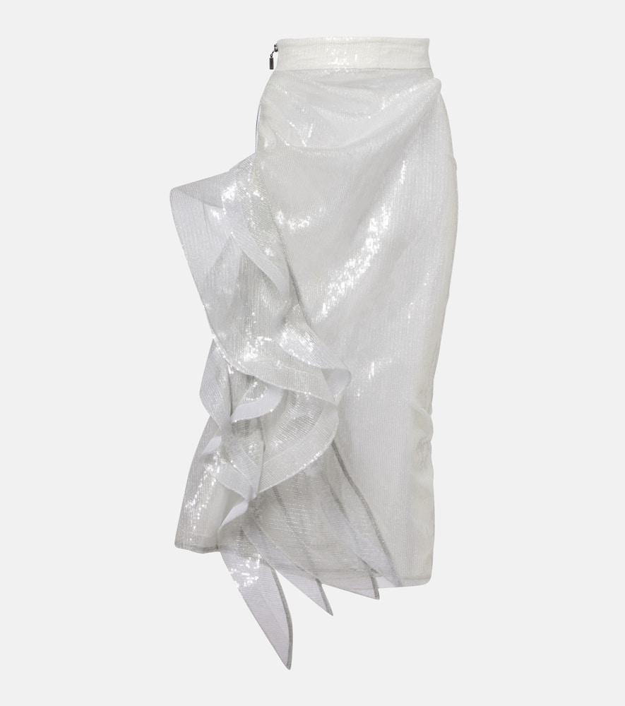 maticevski hymn ruffled sequined midi skirt