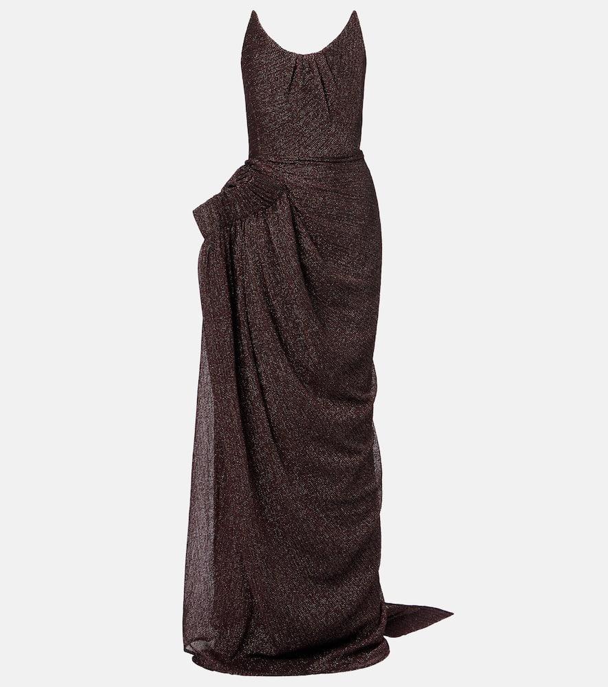 maticevski lexicon draped gathered lamé gown