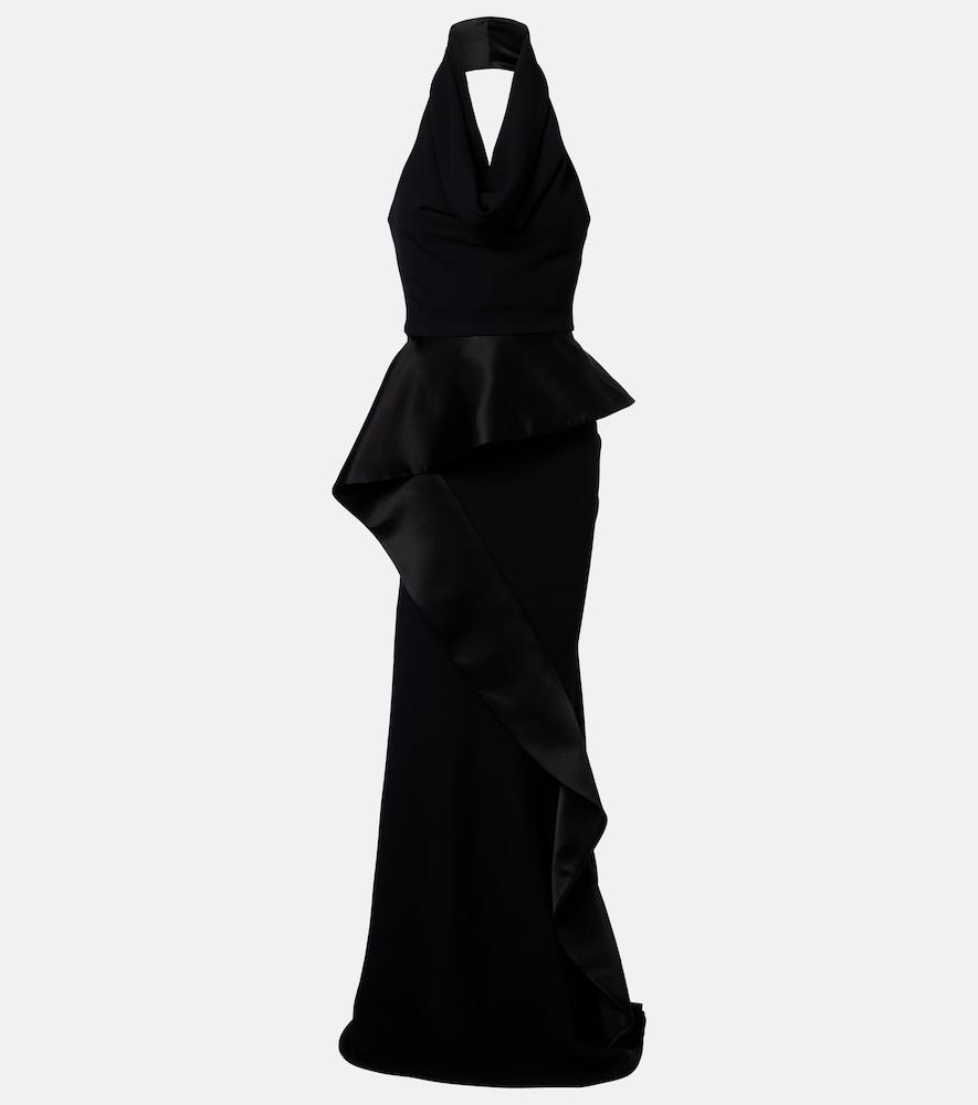 maticevski provocateur halterneck peplum satin gown