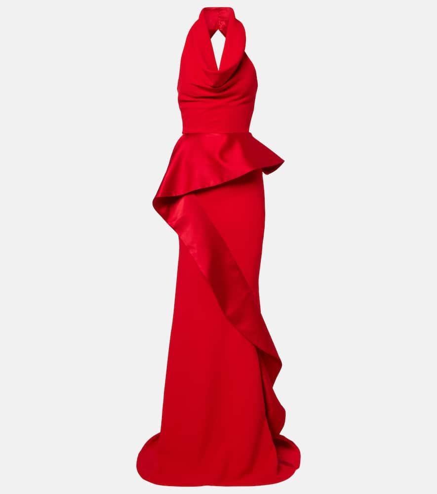 maticevski provocateur halterneck peplum satin gown