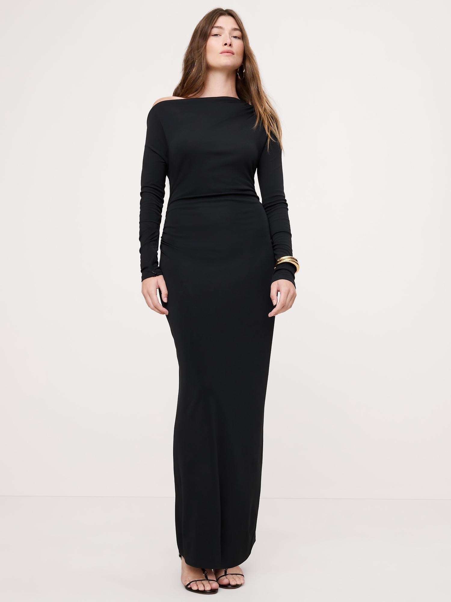 matte jersey open back maxi dress