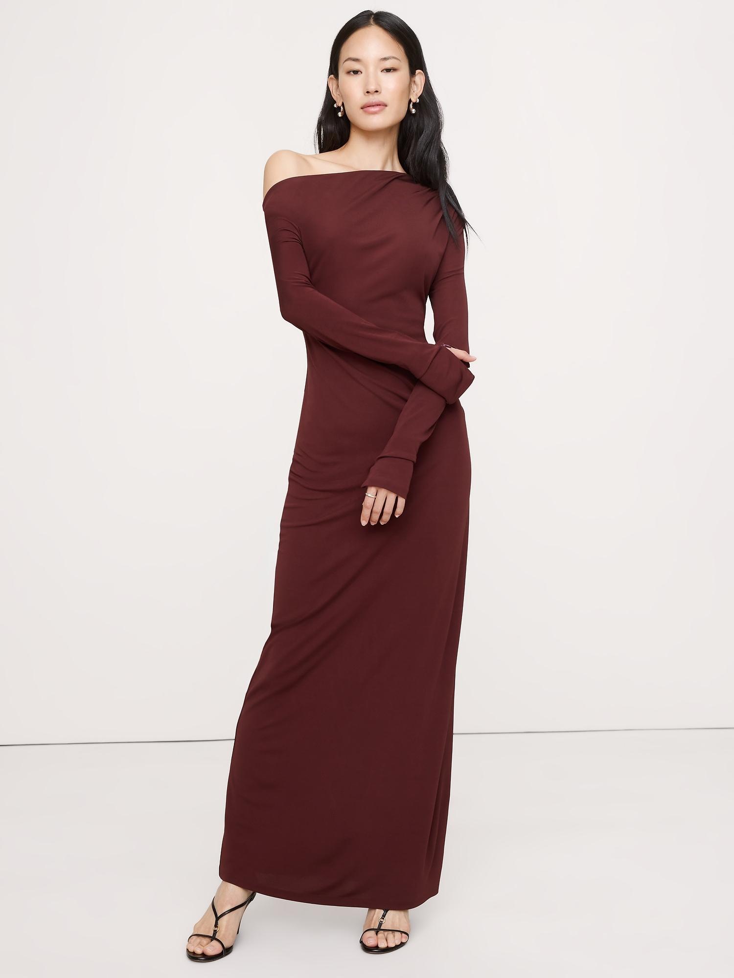 matte jersey open back maxi dress