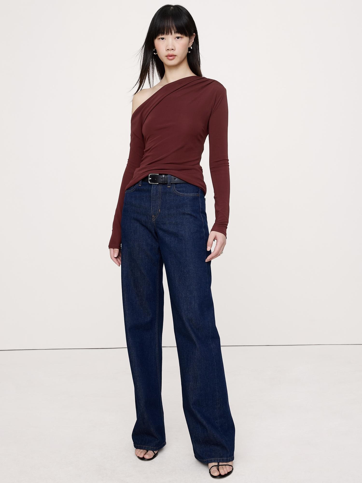 matte jersey twisted long-sleeve top