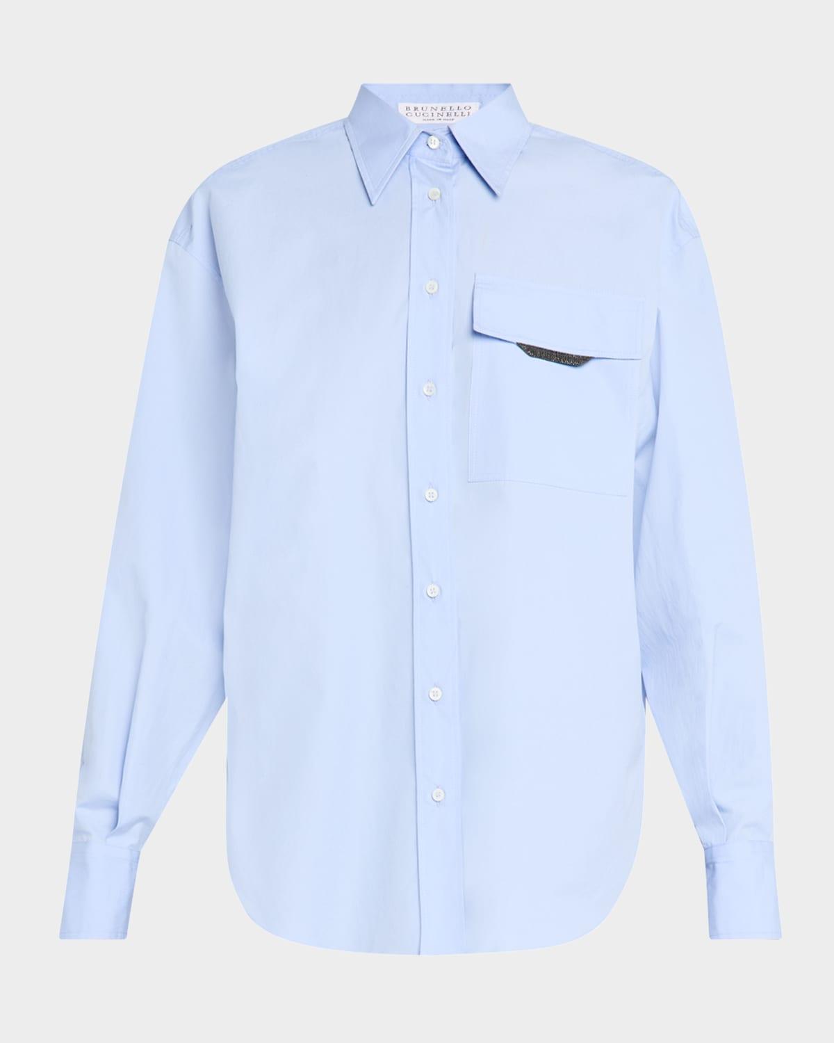 matte poplin shirt with monili flap pocket