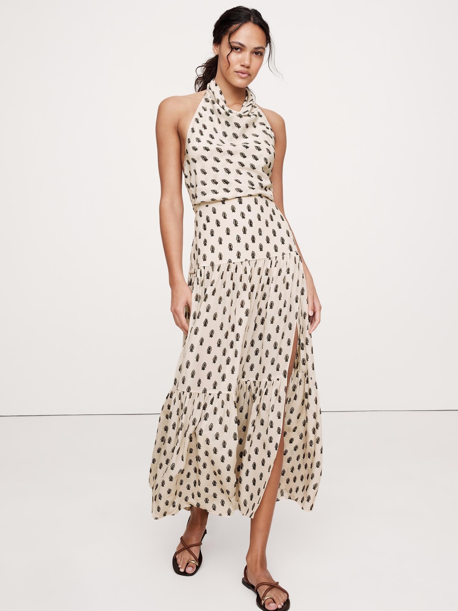matte silk halter maxi dress