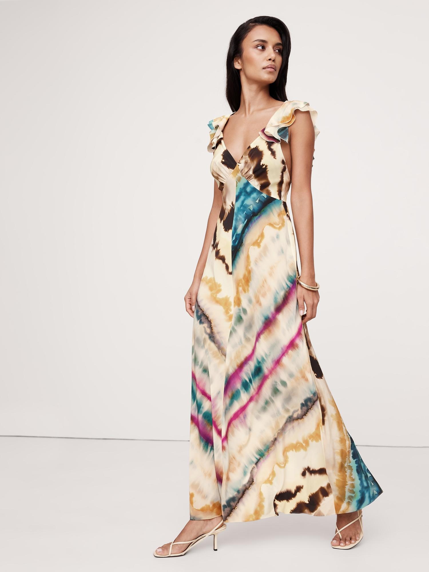 matte silk open-back maxi dress