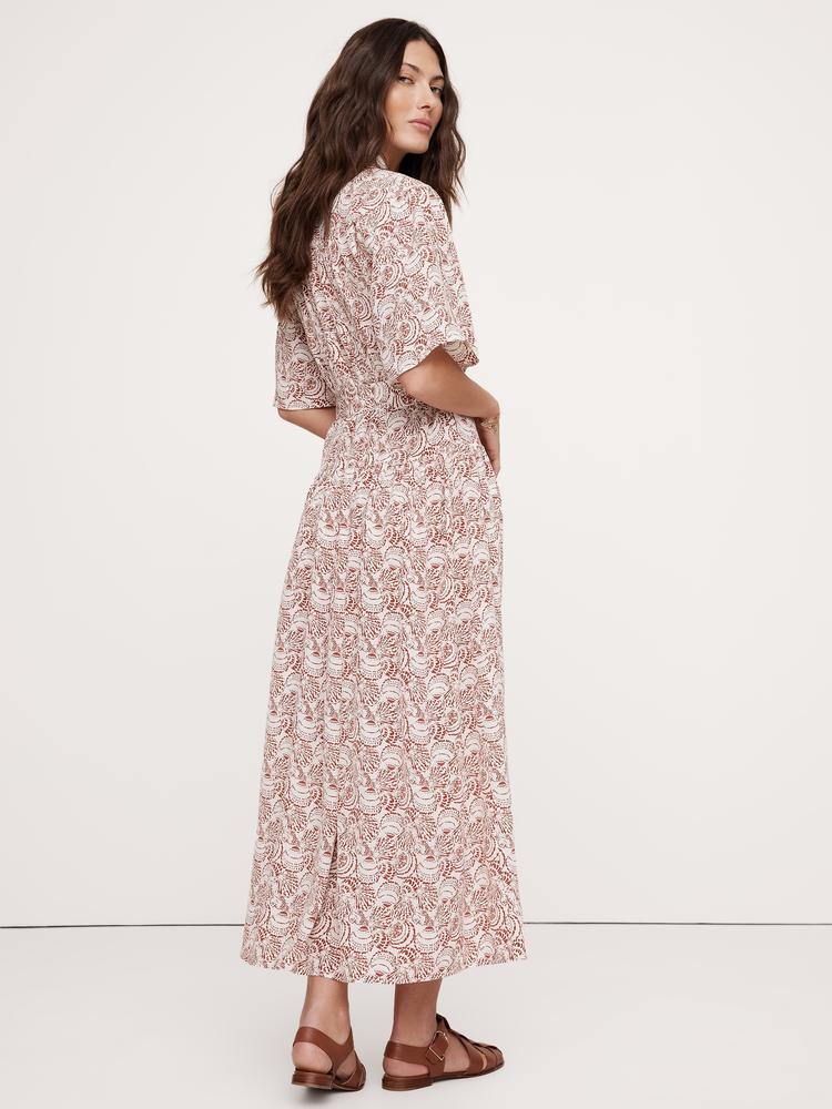 matte silk tie-front shirt dress