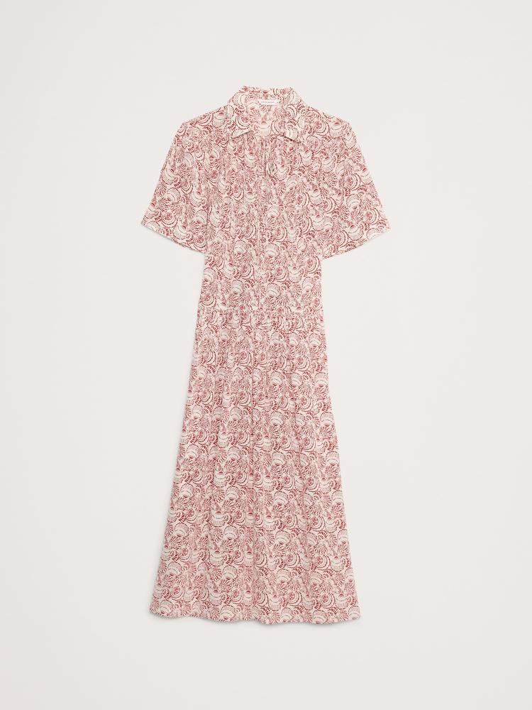matte silk tie-front shirt dress