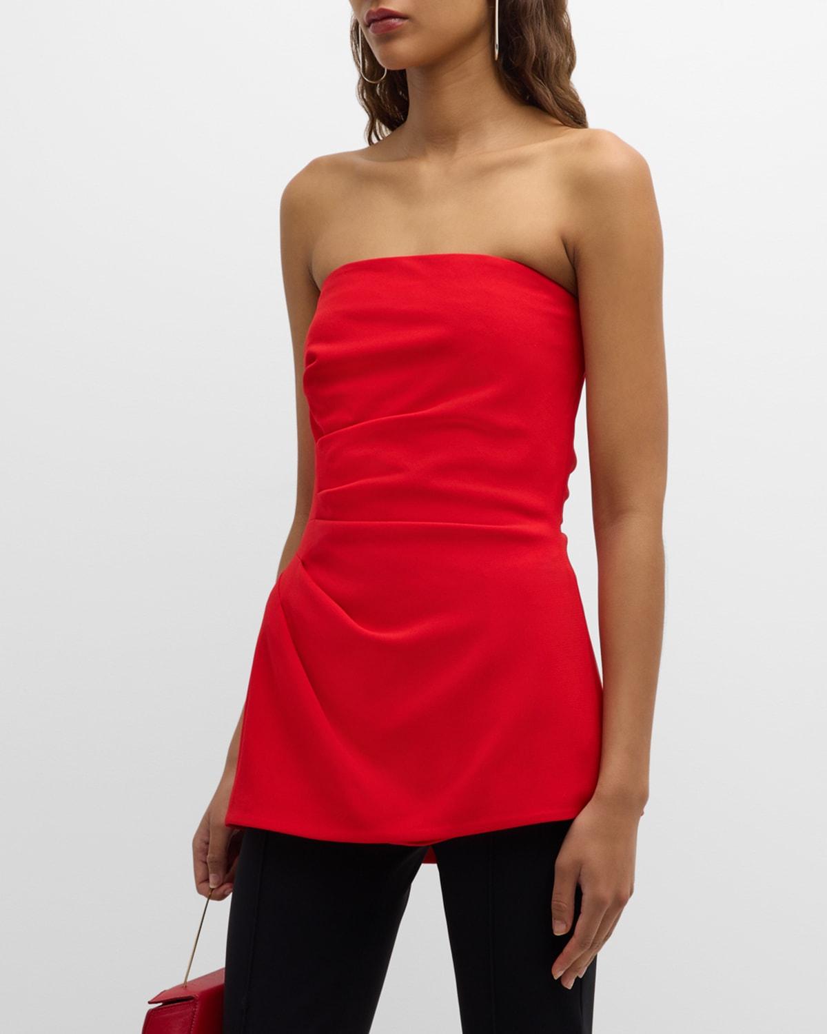 matte viscose crepe strapless top