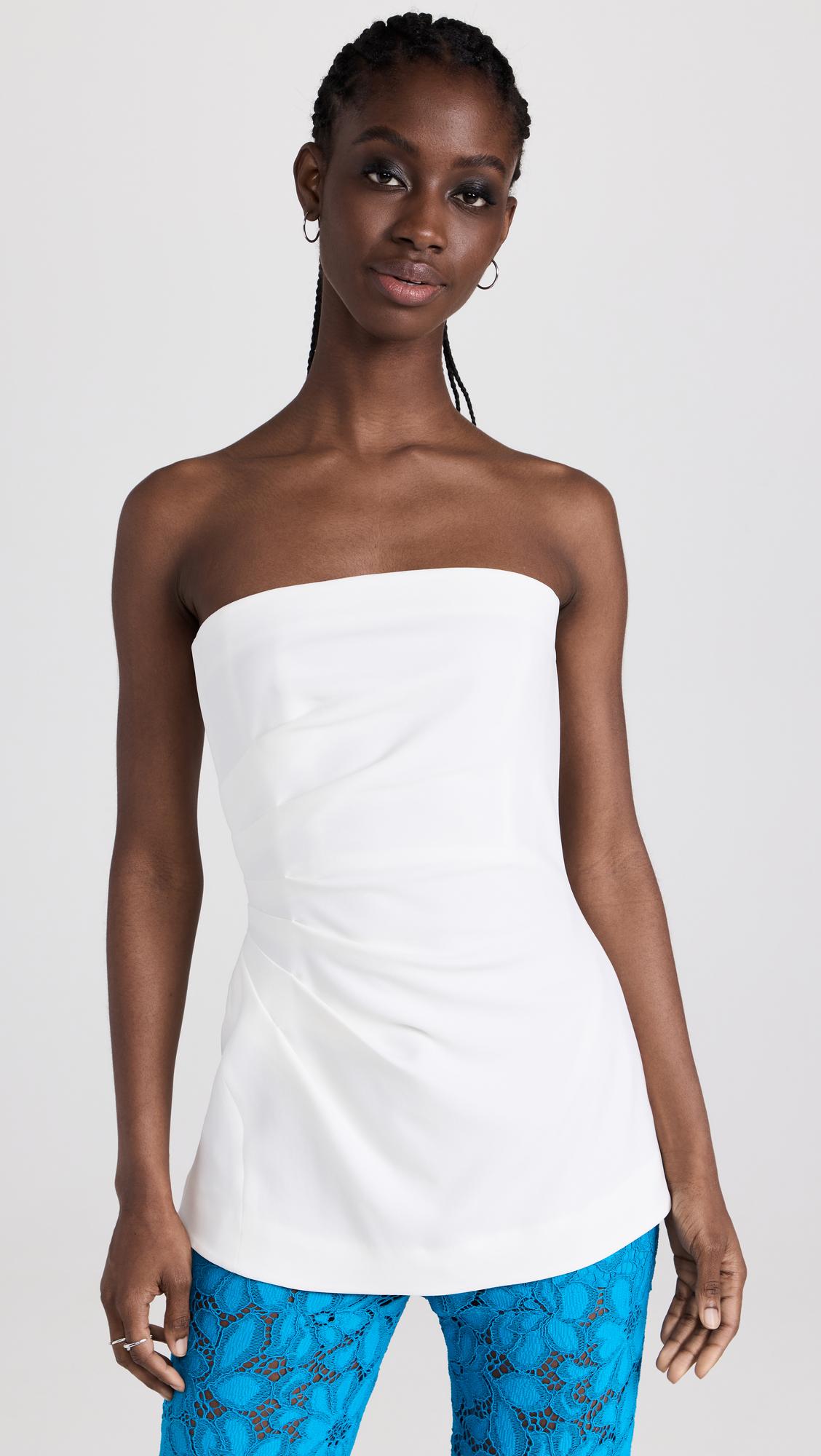 matte viscose crepe strapless top