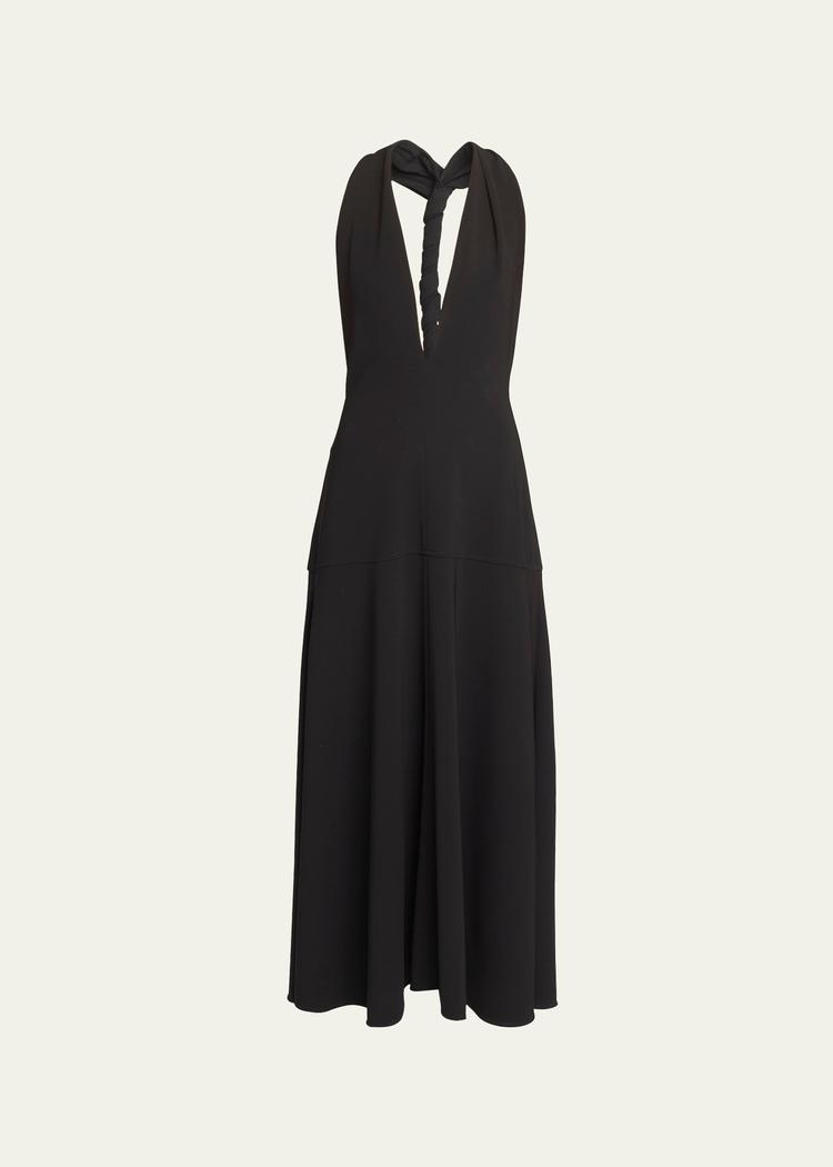 matte viscose crepe twist-back maxi dress