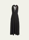 matte viscose crepe twist-back maxi dress