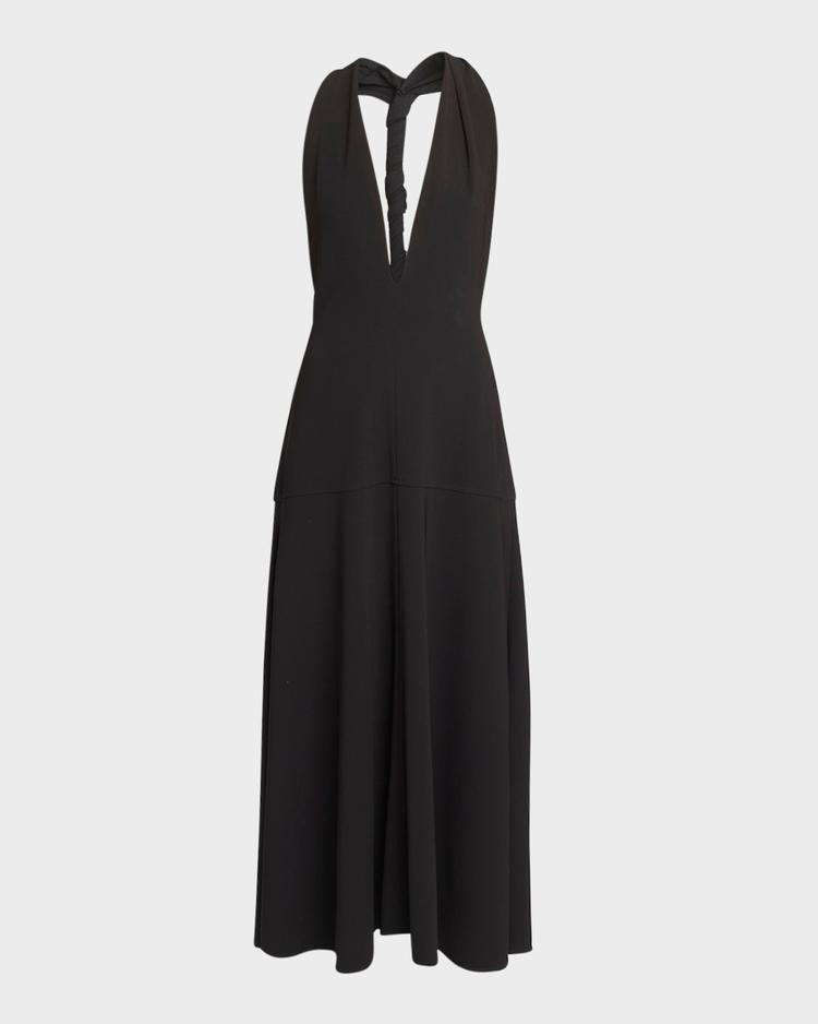 matte viscose crepe twist-back maxi dress