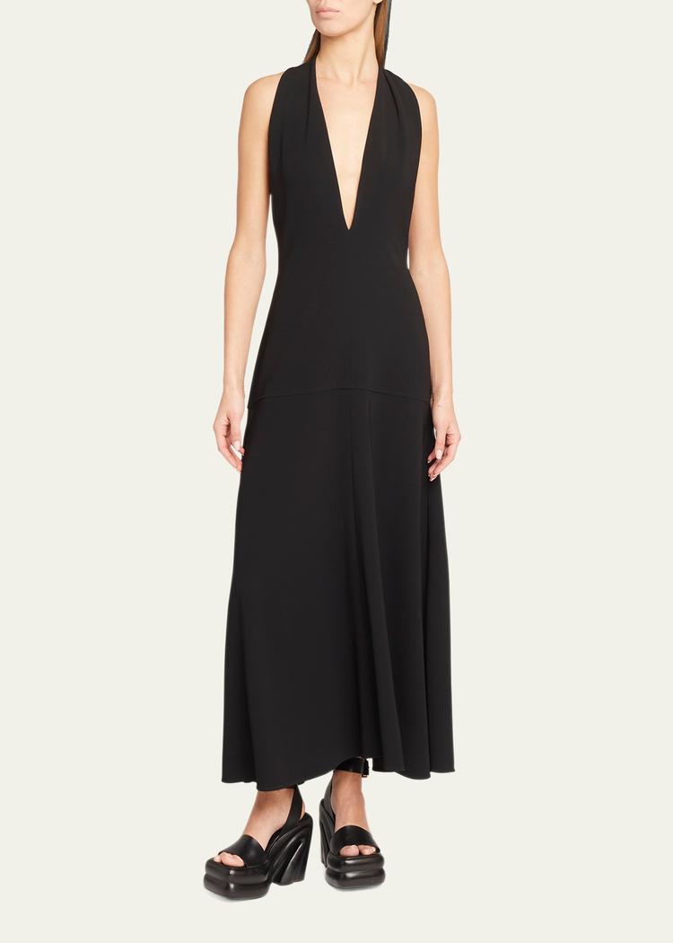 matte viscose crepe twist-back maxi dress