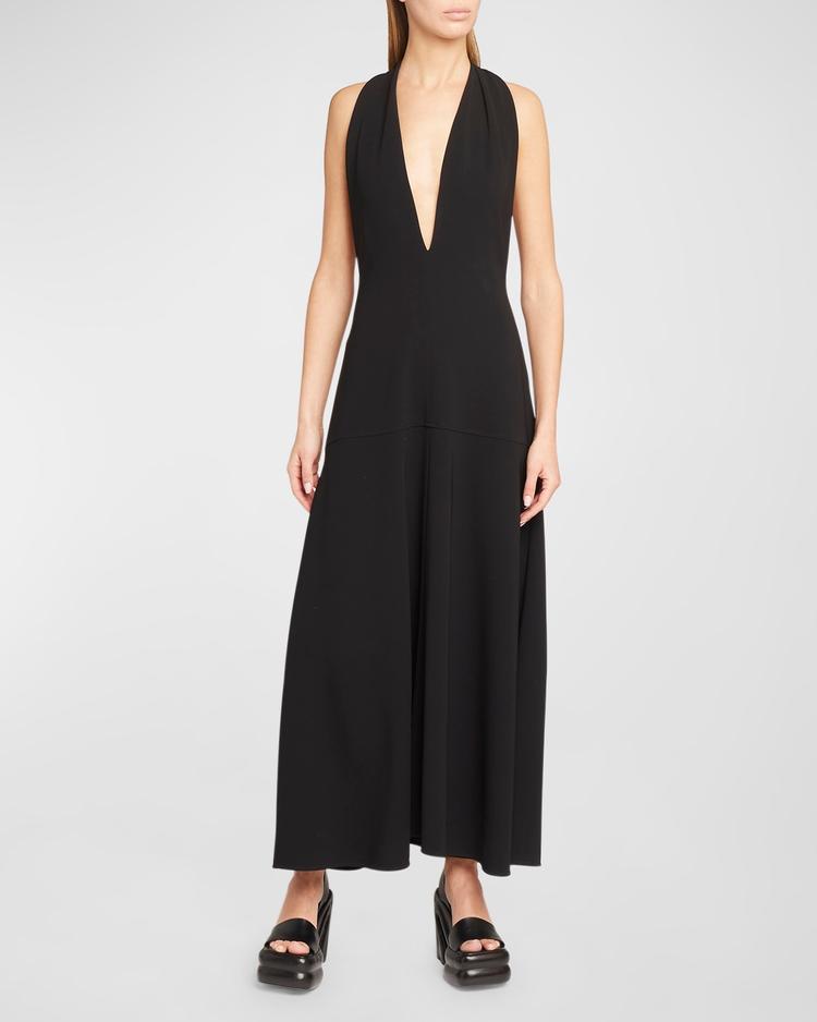 matte viscose crepe twist-back maxi dress