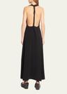 matte viscose crepe twist-back maxi dress