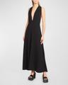 matte viscose crepe twist-back maxi dress