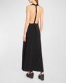 matte viscose crepe twist-back maxi dress