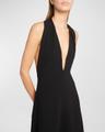 matte viscose crepe twist-back maxi dress