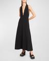 matte viscose crepe twist-back maxi dress
