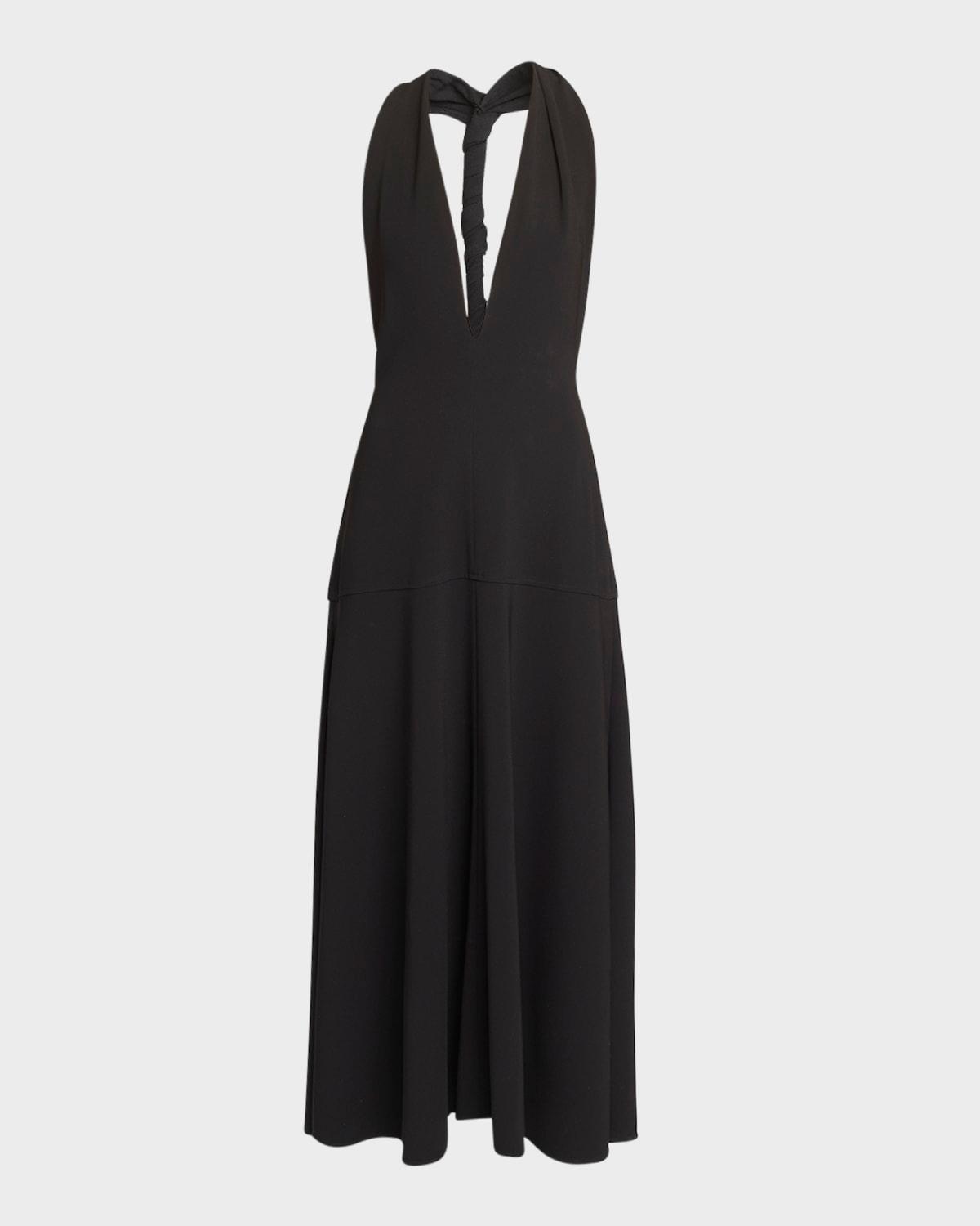 matte viscose crepe twist-back maxi dress