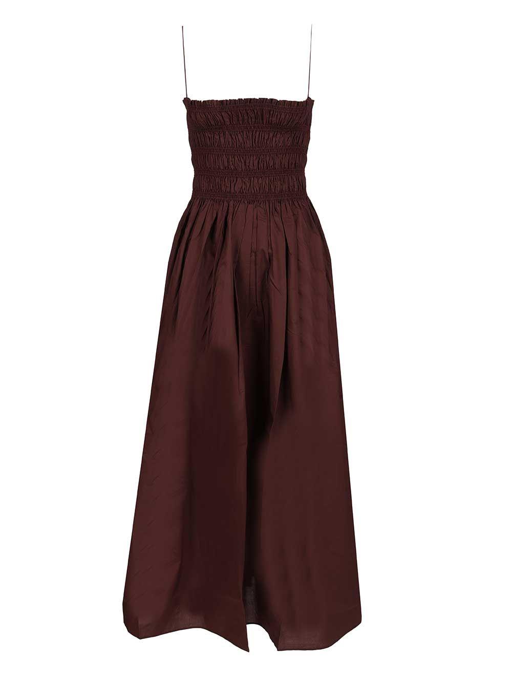 matteau dress with gathered bodice bordeaux organic cotton - women