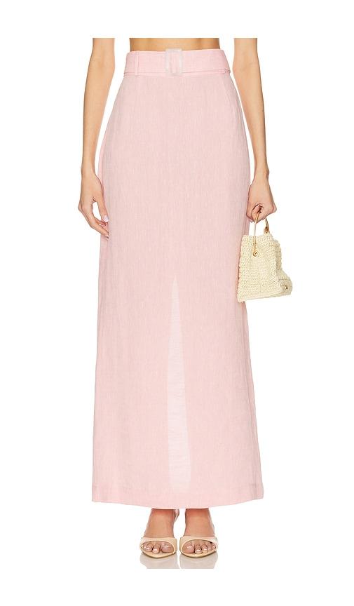 matthew bruch belted maxi pencil skirt in blush.