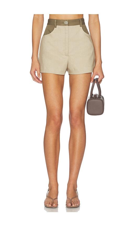 matthew bruch high-waist combo hot short in taupe.