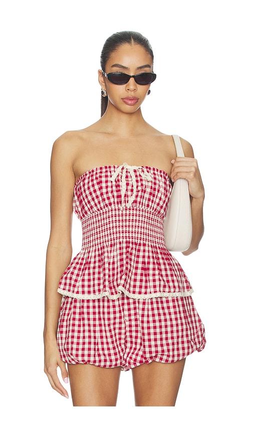 maude club flora top in red.