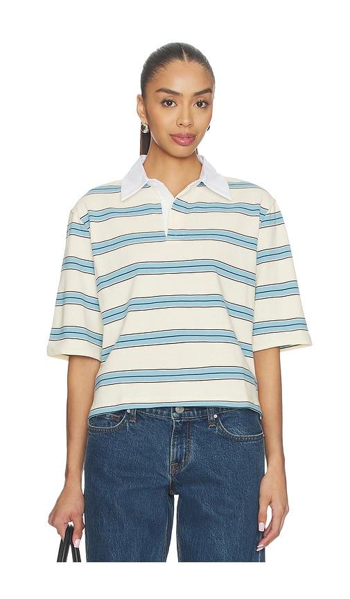 maude club frankie top in white,baby blue.