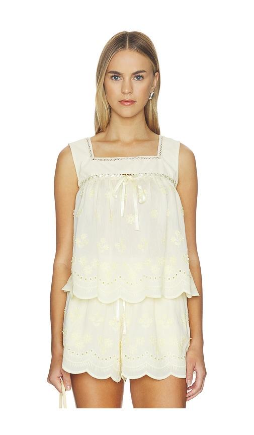 maude club odette top in yellow.