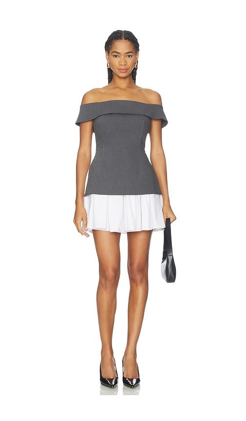 maude club x revolve grace twill dress in charcoal.
