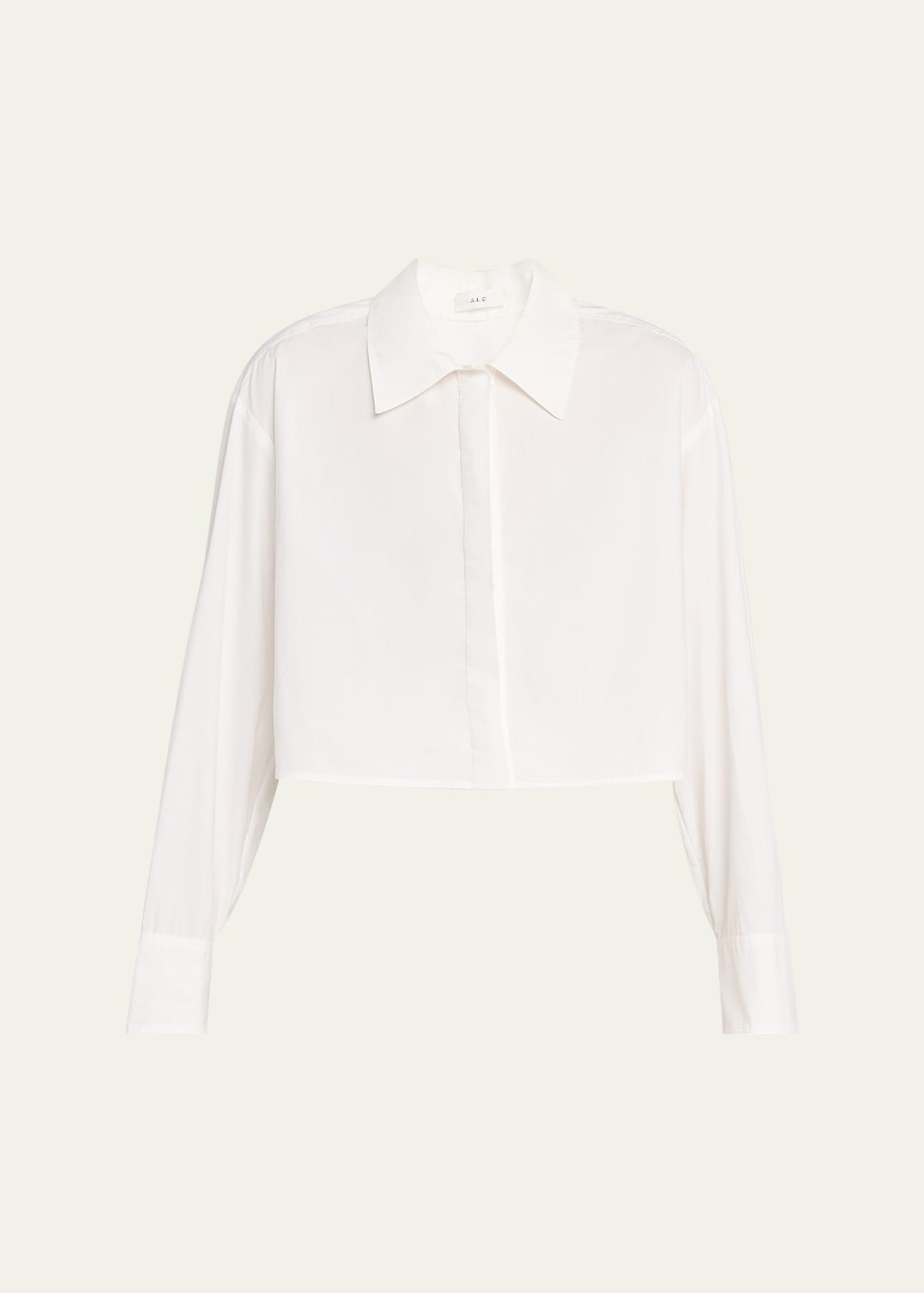 maude cropped button-front top