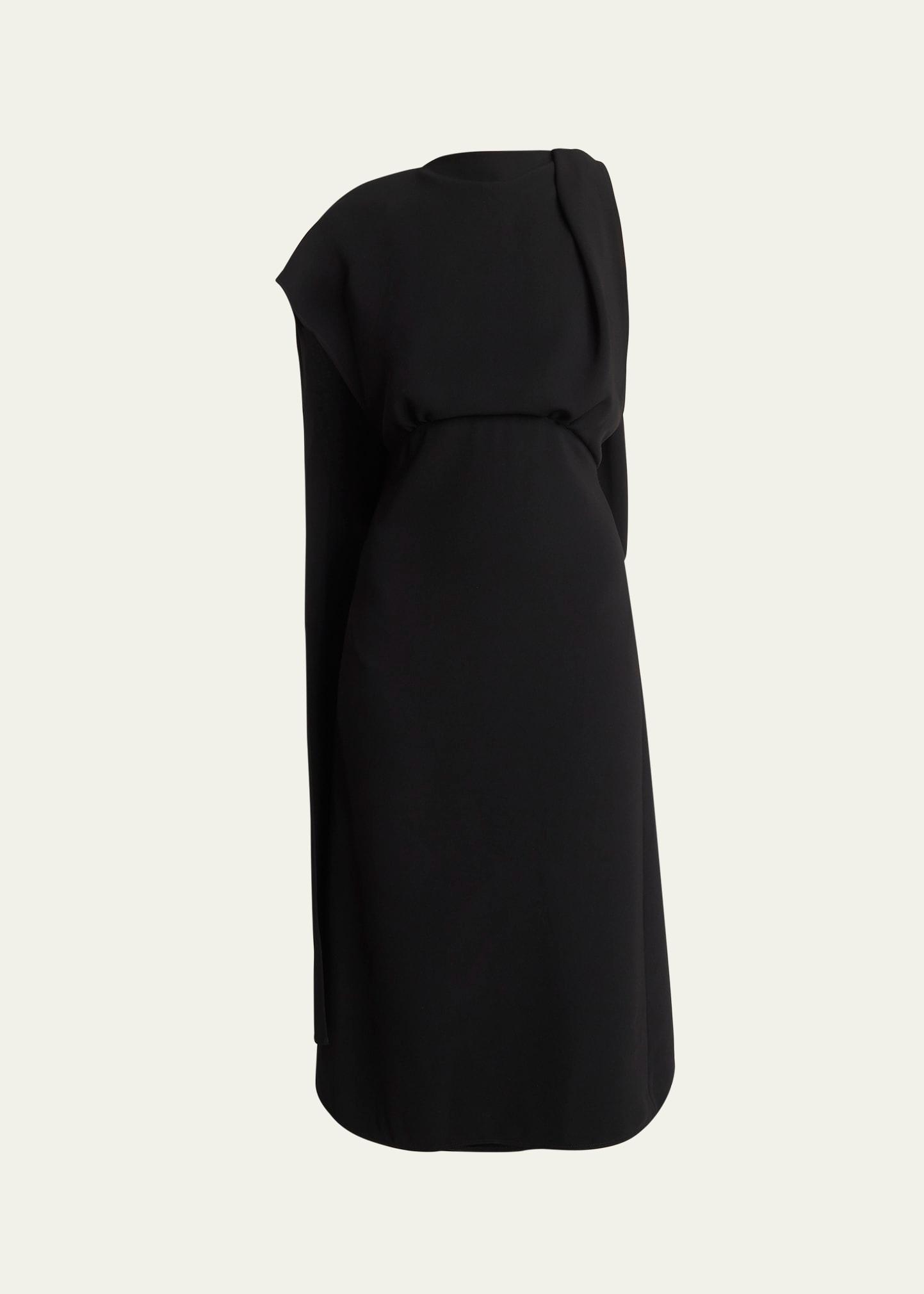 maude matte viscose crepe cape midi dress