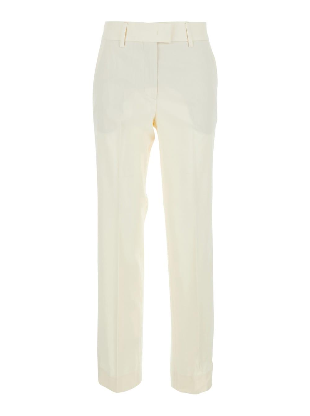mauro grifoni white pants with side pockets and high waist for women