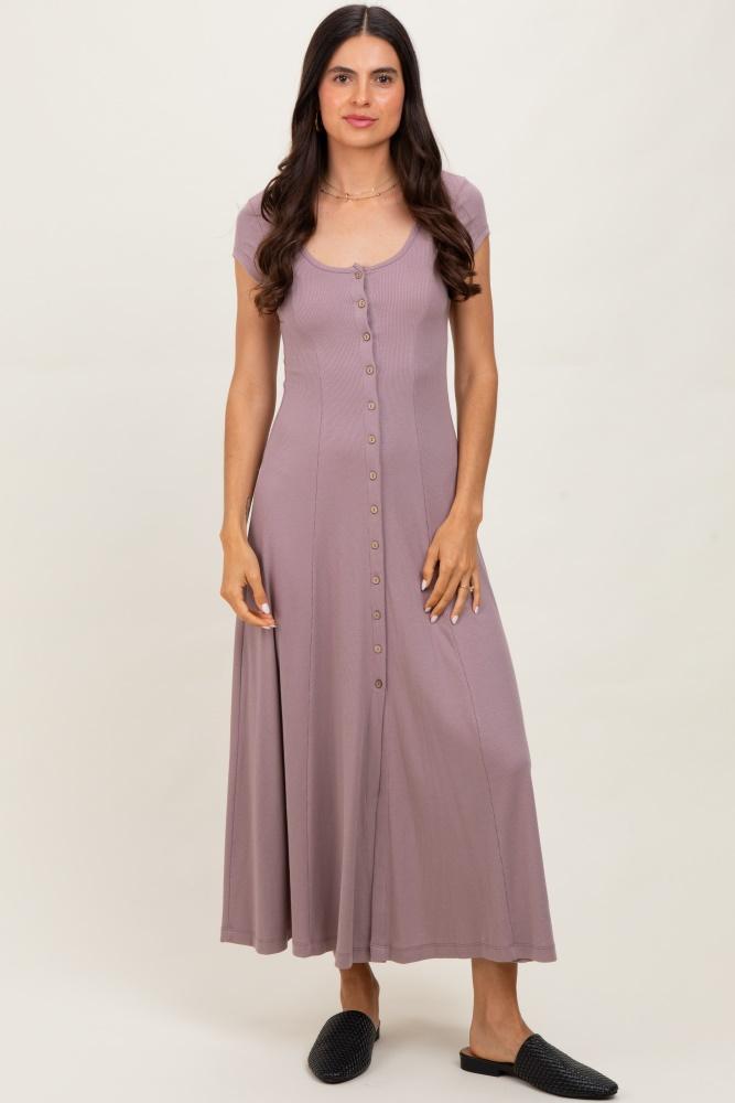 mauve button down maxi dress