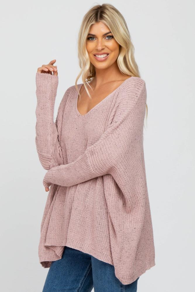 mauve speckled oversized sweater