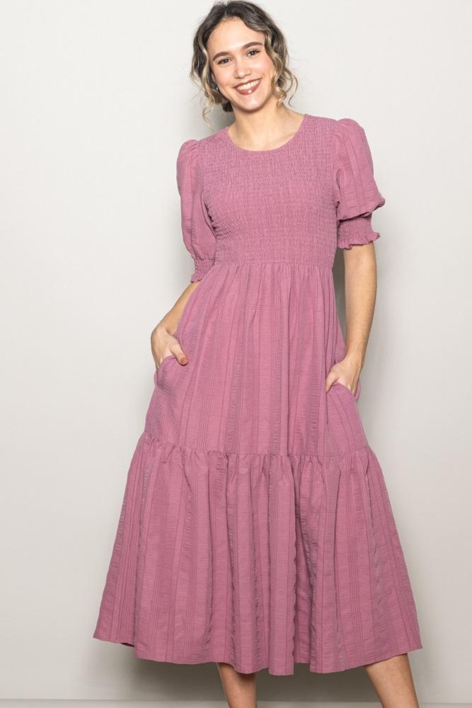mauve textured flowy dress