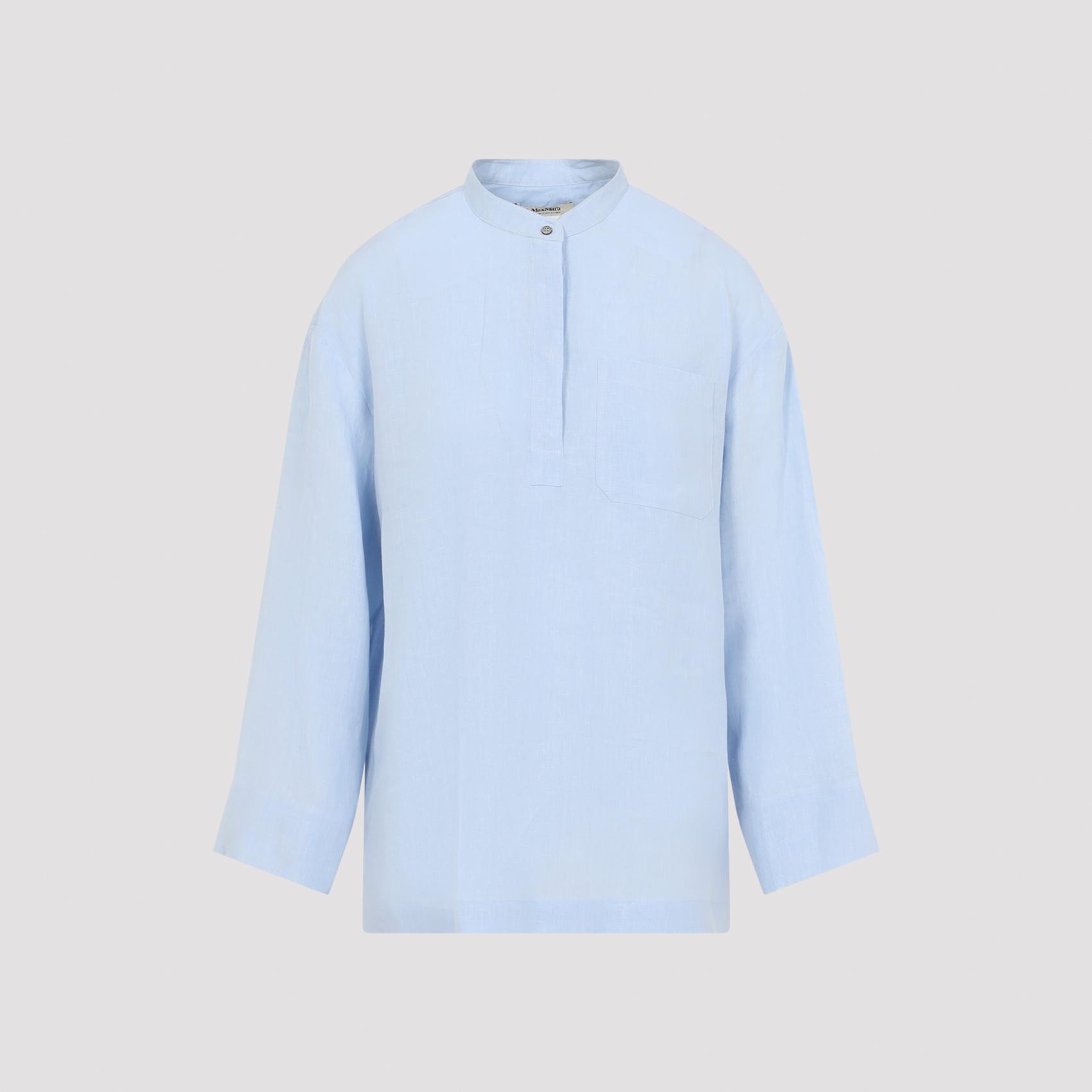 max mara`s cantico korean shirt blue linen - women
